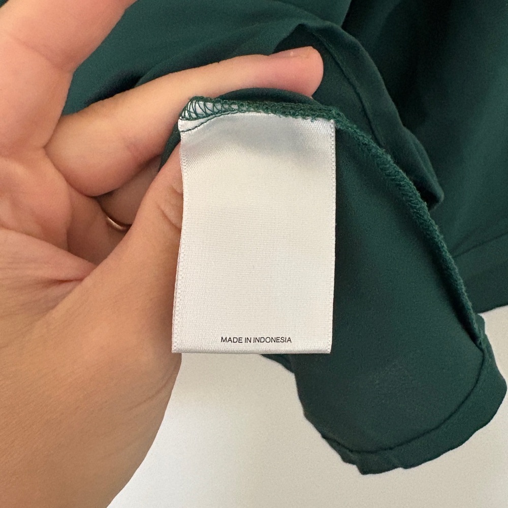 Express Georgette Portofino Blouse Forest Green Office Siren Button Up Top - Picture 6 of 7